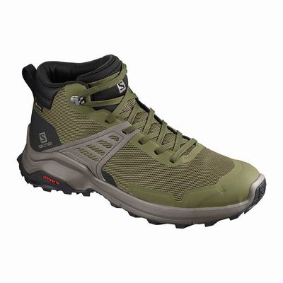 Salomon X RAISE MID GORE-TEX - Miesten Vaelluskengät - Oliivinvihreä/Mustat